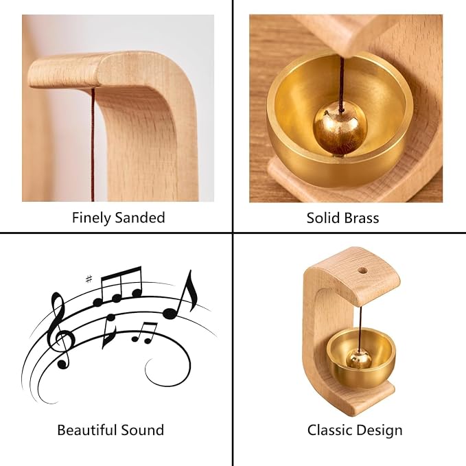 Shopkeepers Bell for Door Opening, Wood Doorbell Wind Chime for Refrigerator, Room, Porch, Garden, Backyard, Restaurant, Home Garden Windchime Housewarming Gift (Light)