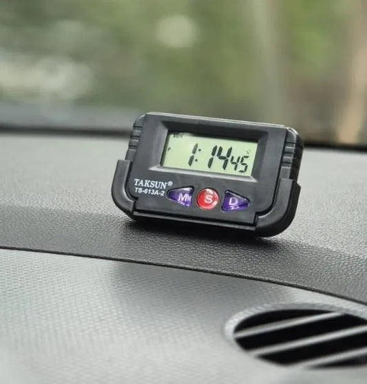 Car Dashboard Office Desk Alarm Table Clock and Stopwatch with Flexible Stand Digital Watch, Black | Desk Small Watch