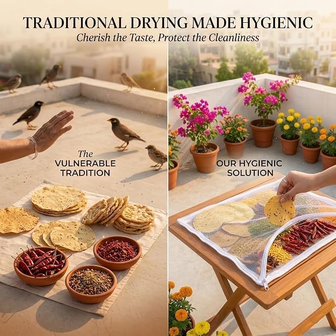 Papad Drying Cloth with Net & Zip