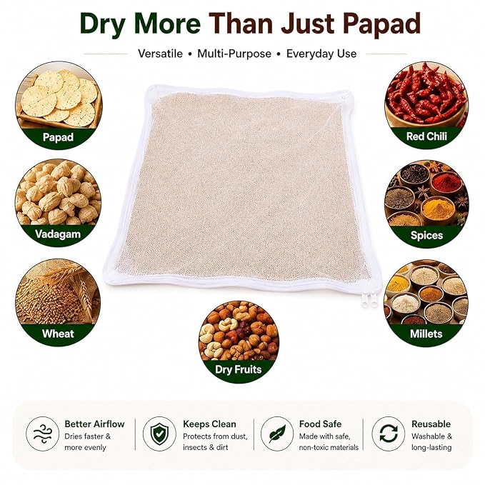 Papad Drying Cloth with Net & Zip