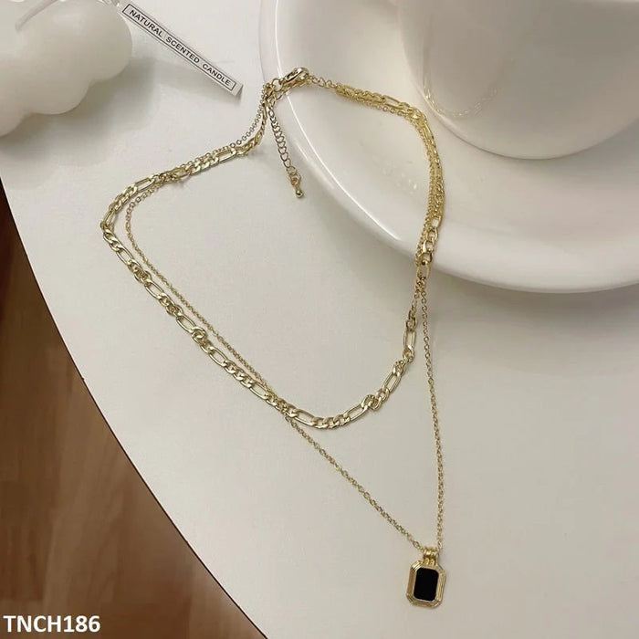 Squared Layered Curb Chain Necklace