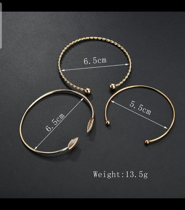 Open Bangle Bracelet for Women 3pcs-Set